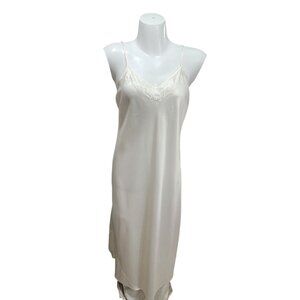 Vintage Cabernet Ivory Satin Gown Slip Dress Sheer Back M